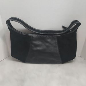 Leather/Suede Black Trendy Shoulder Handbag.